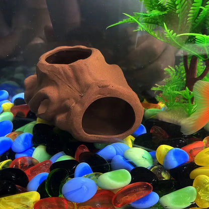 Large Ceramic Aquarium Decoration Fish Shrimps Shelter House Pottery Scorpion House Canister Simulation Stone Fish Tank Decors