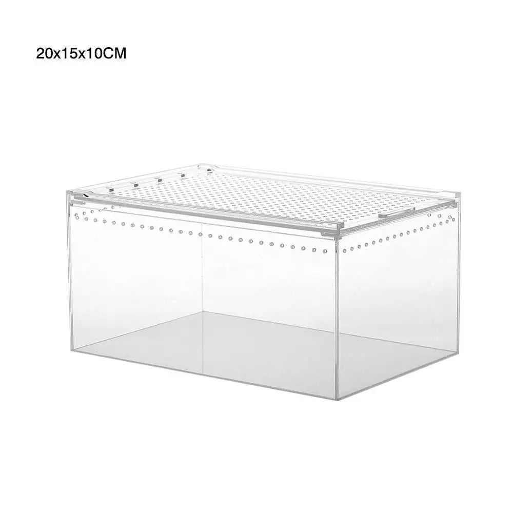 Reptile Pet Breeding Box Transparent Animal Habitat Cage With Breathable Holes Water Leakproof Box For Spider Snake Lizard