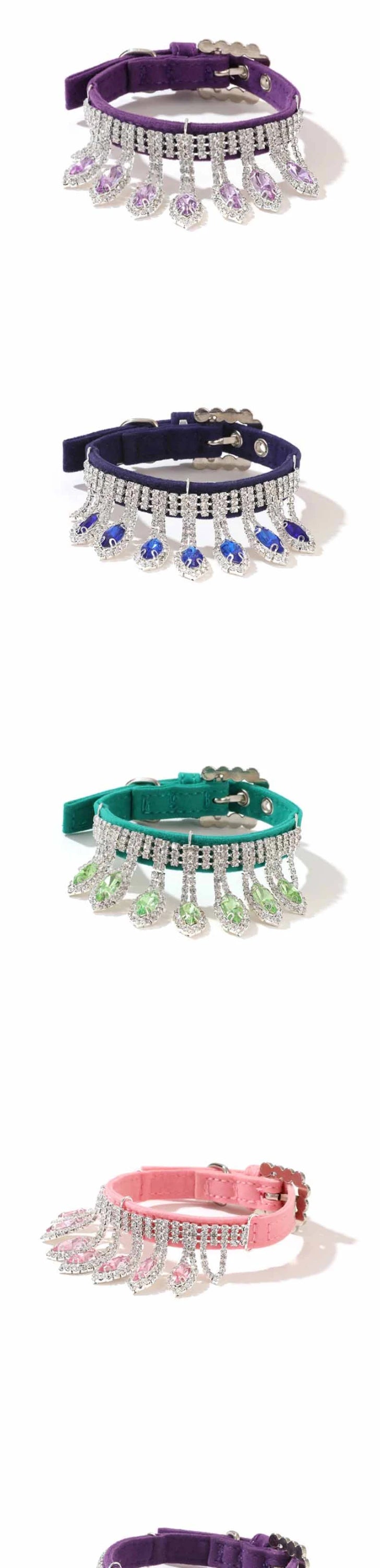 Small Dog Collar with Luxury Bling Rhinestone, Soft Suede Leather Puppy Dog Cat Necklace Crystal Jewelry Pet Accessories for Dog