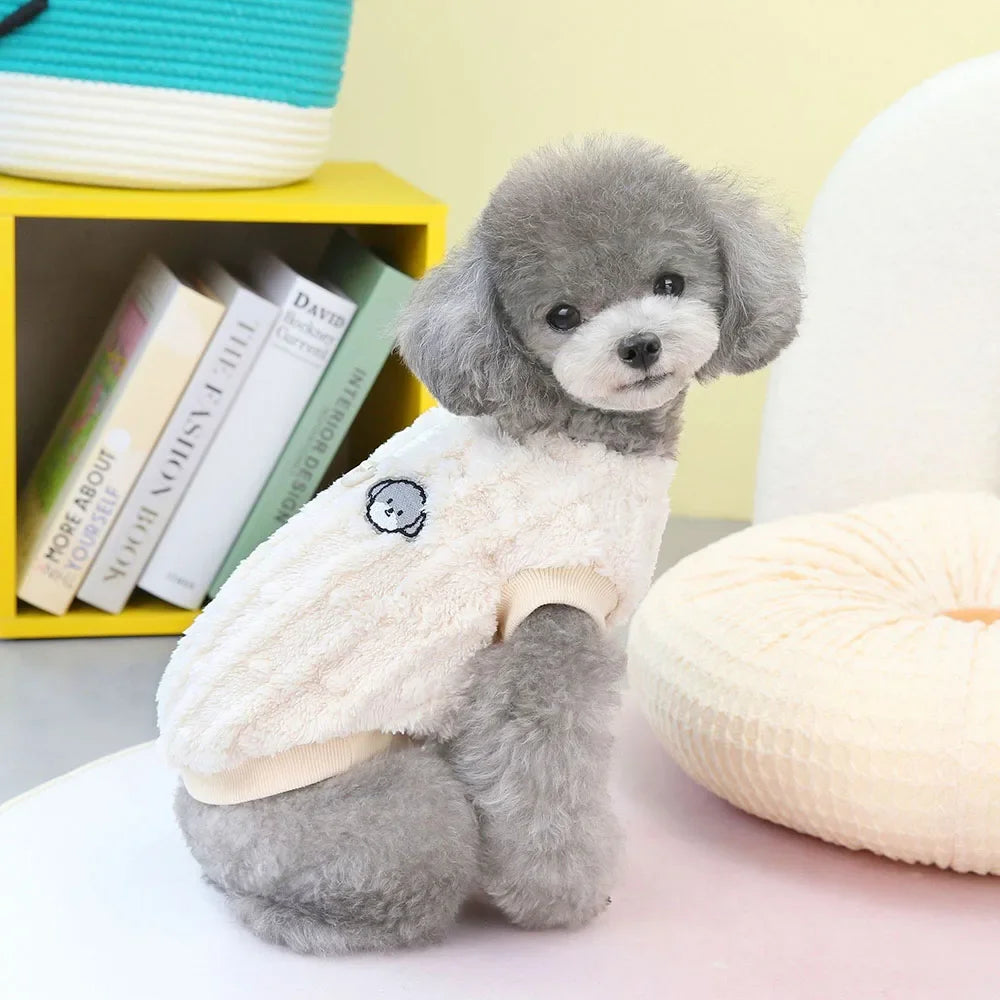 Winter Pet Clothes Warm Coral Fleece Dog Vest Pullover Jacket Puppy Dog Sweater with D Ring for Small Medium Dogs Cats Costume