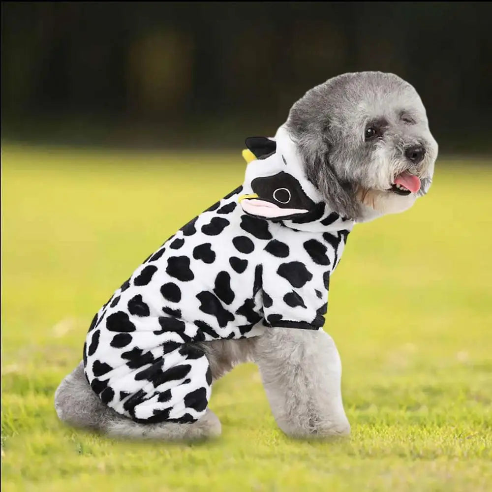 Cow Dog Costume Cow Style Hoodie Halloween Dog Costumes Pet Winter Comfortable Jumpsuits Puppy Cosplay Accessories For Small
