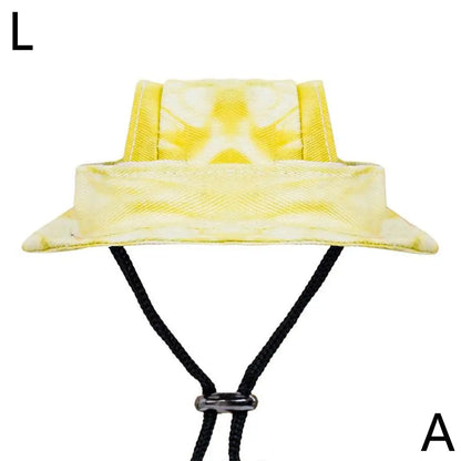 Dog And Cat Sun Hat Anti-strangle Hat Anti-fall Exposed Ears Adjustable Rope Buckle Bucket Hat Pet Supplies Colorful Large Size
