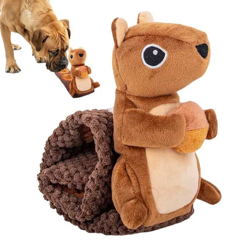 Dog Vocal Interactive Toy Velvet Squirrel Shaped Foraging Instinct Training Puppy Toys Interactive Dog Puzzle Toys With Sound