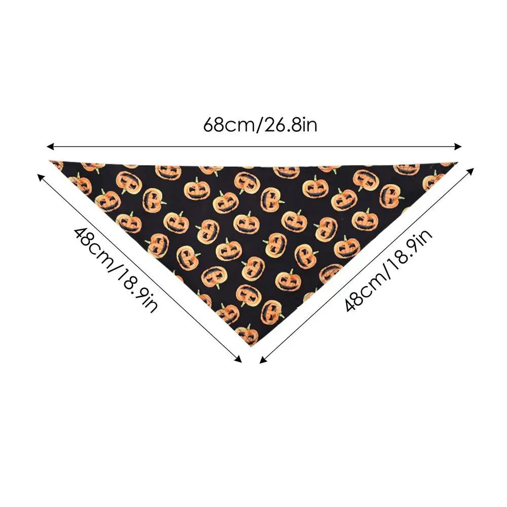 Dog Scarf Pet Costume Saliva Towel Adjustable Pumpkin Dog Scarf Triangle Pet Scarf Skull Washable For Boy Girl Toy