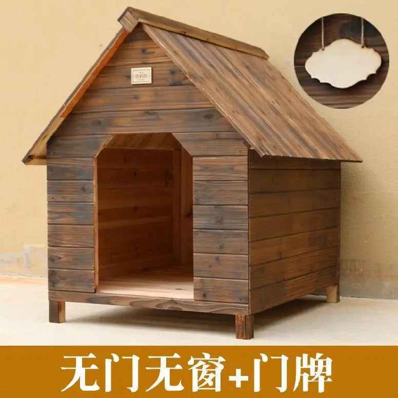 Outdoor Kennel Warm Small Stable Puppy Dog Pet Nest Bed Corgi Waterproof Cover Wooden House Solid Wood Golden Retriever