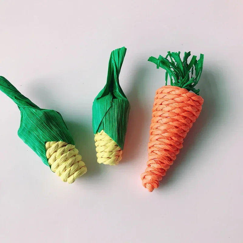 Natural Straw Rope Carrot Hamster Molar Chew toy Small Pets Toys For Hamster Rabbit Grinding Groducts Gnaw Toy Supplies