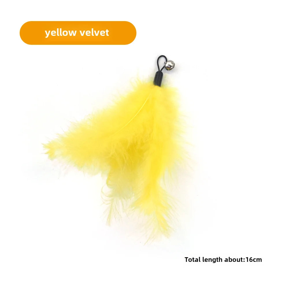 Cross-border cat teasing stick replacement head rainbow caterpillar wood teana stick cat toy funny cat bell hair ball replace...