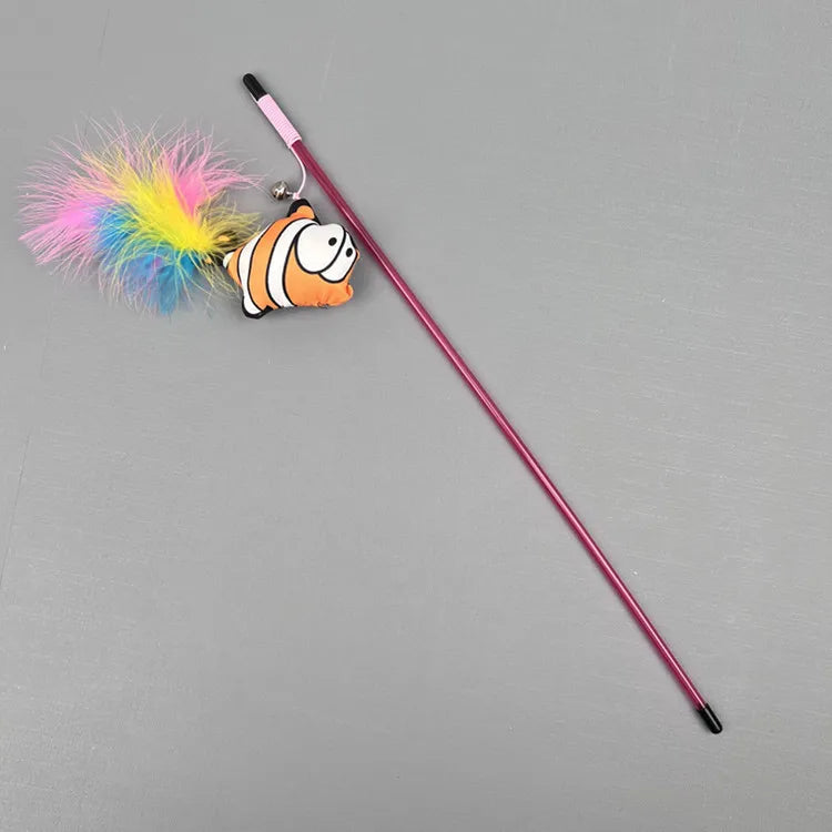 Cat Toy Cat Teaser Sticks Ocean Fish Playing Cat Stick Pet Supplies Biting Cat Toys Cat Mint Doll Feather Throwing Interaction