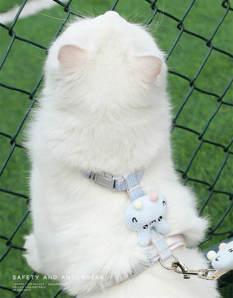Cartoon Nylon Pet Dog Collar Accessories Anti Break Cat Small Puppy H-Shaped Harness Leash Set Travel Chihuahua Pet Accessories