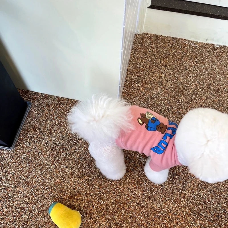 Winter Dog Coat Pink Dog Hoodies for Small Dogs Pet Dog Clothes Bear Print Pullover Chihuahua Bichon Clothing Girls Dog Costume