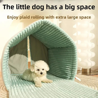 Warm Small Pet House with Double Door Curtain All-season Universal Closed Pet Kennel for Cats and Dogs