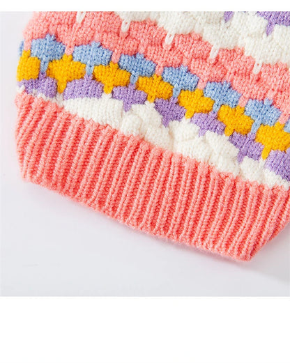 Knitted Flower Pet Dog Sweaters Orange Winter Warm New Year Clothing for French Bulldog Outfits Fancy Small Puppy Overalls