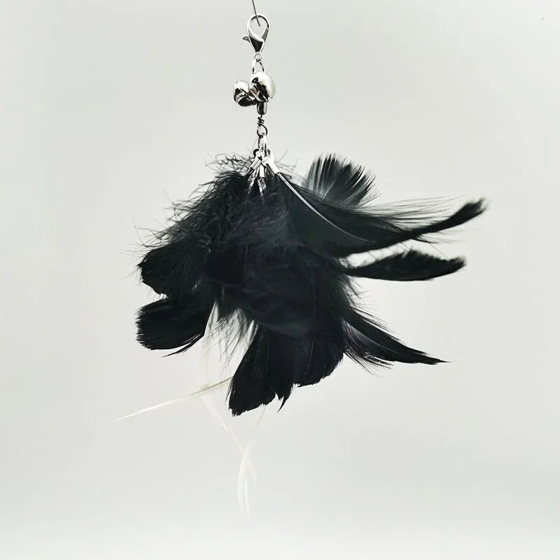 Funny Cat Stick Toy Furry Feather with Bell Cat Stick Toy Kitten Playing Pet Accessories Worm on A String Cat Toys Interactive