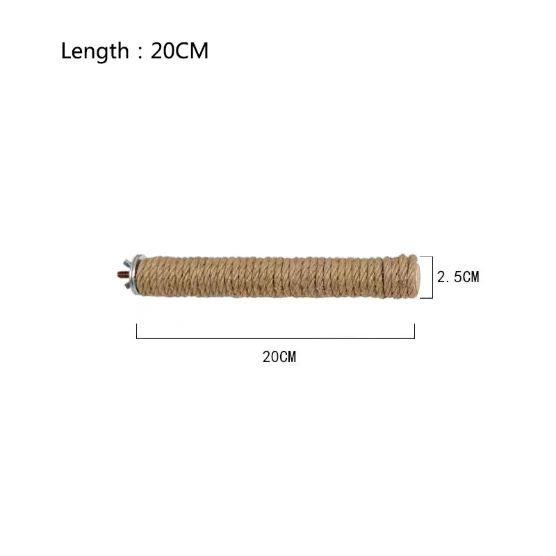 Natural Hemp rope Weaving Pet Bird Stand Parrot Raw Wood Fork Tree Branch Stand Rack Birds Hamster Branch Perches Chew Bite Toys