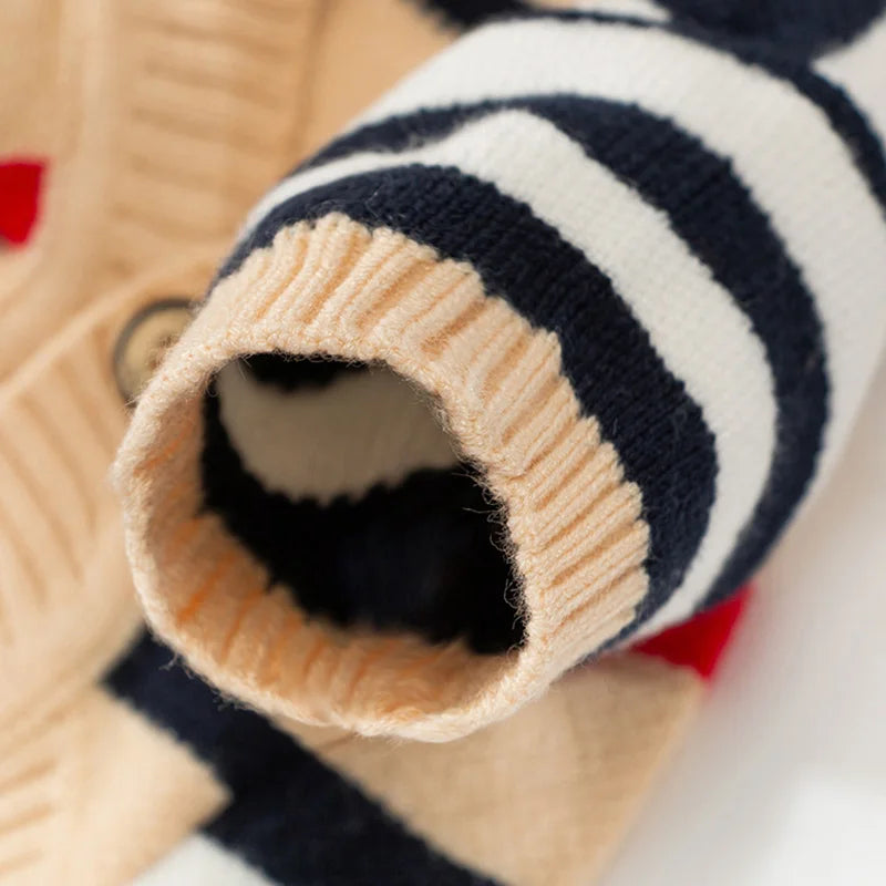 Autumn Winter Dog Clothes Chihuahua Bichon Pet Dog Sweater Soft Striped Cardigan Coat Puppy Warm Knitted Jacket Dog Girl Costume