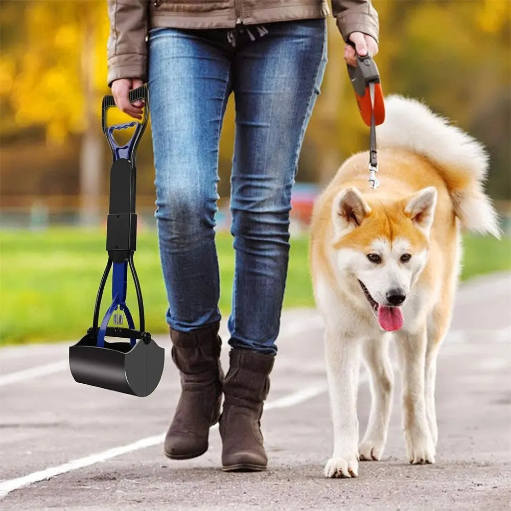 Dog Pooper Scooper Pet Long Handle Jaw Poop Scoop Picker Excrement Collector Clean Tools Outdoor Foldable Animal Feces Cleaner