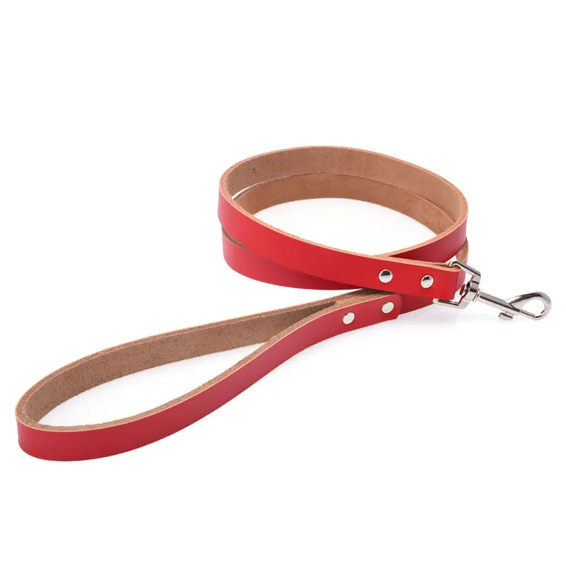 Adjustable Dog Collars Genuine Leather Pet Dog Collar Leash Lead For Small Medium Large Dogs Bulldog Pugs Beagle Dogs Supplies