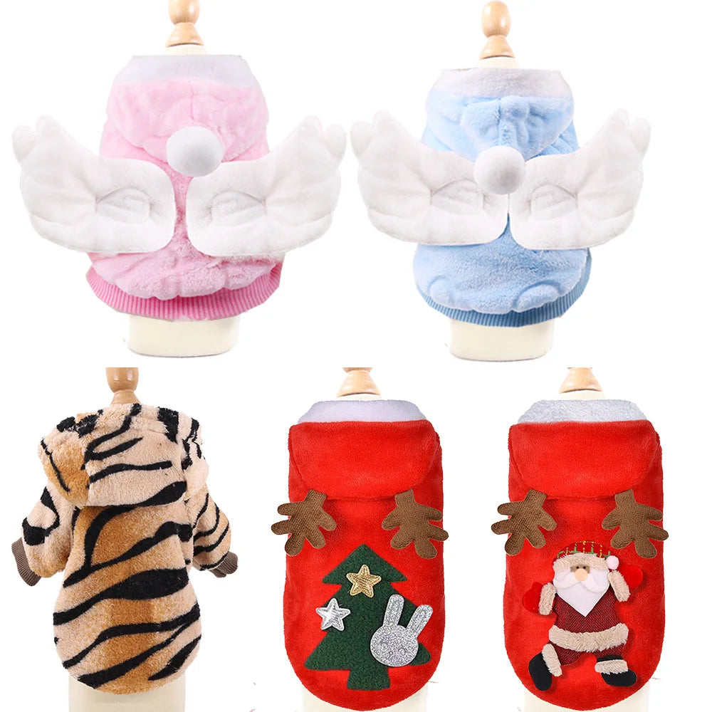 pawstrip Small Dog Clothes Warm Winter Pet Dog Jumpsuit Puppy Fleece Hoodie Chihuahua Small Medium Dog Warm Outfit Kitten Jacket