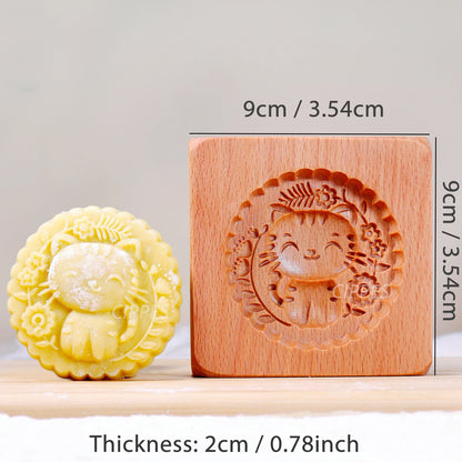 1PC Wood Cookie Mold, Animals Patterns, 3D Carved Embossed Biscuit Cutter Moulds, Fish, Bird, Bear, Sheep, Tiger, Horse, Squirre