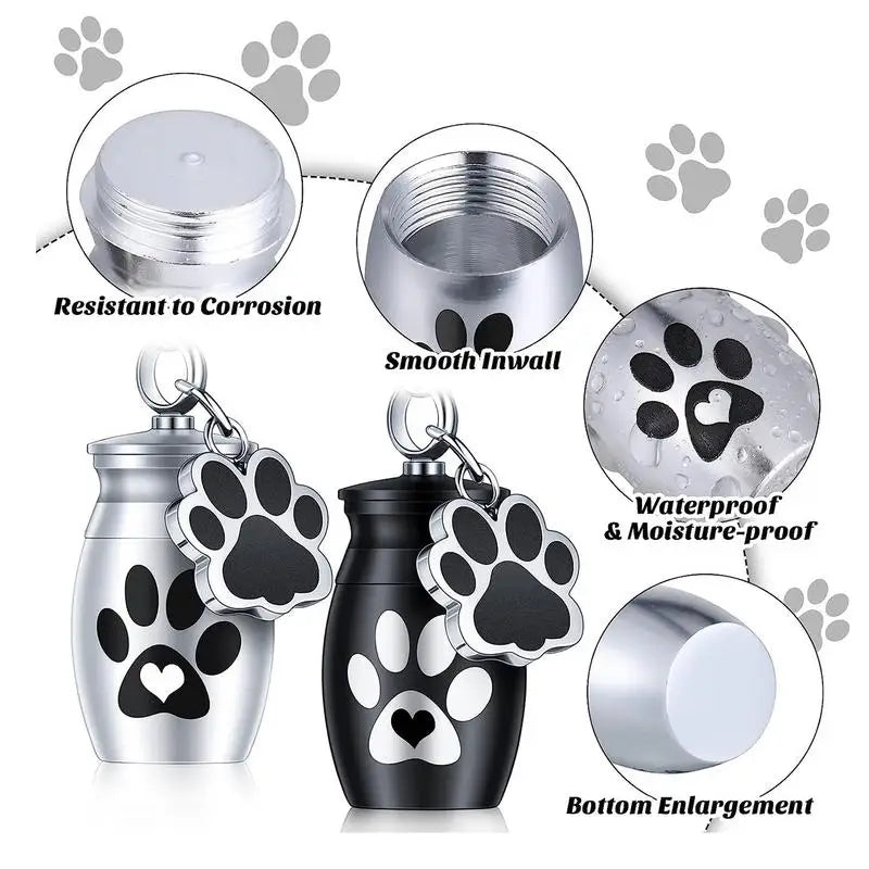 Pets Urn Keychain Paw Print Keyring Cremation Ashes Pendant Cat Cremation Jewelry Pendant Dog Paw Print Keepsake for Cats Dogs
