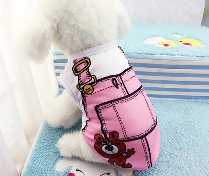 Wholesale Small Pet Dog Clothes Vest Down Jacket Cartoon Cute Chihuahua Tshirt Puppy Yorkshire Terrier Puppy Bulldog Ropa Perro