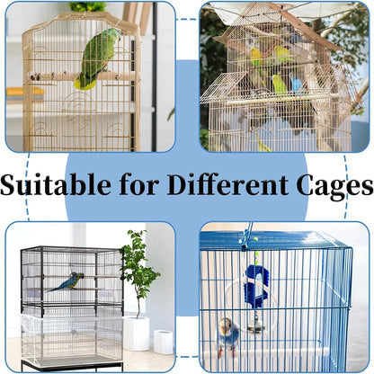 Adjustable Bird Cage Net Cover Birdcage Seed Feather Catcher Soft Skirt Guard Birdcage Nylon Mesh Netting for Round Square Cages