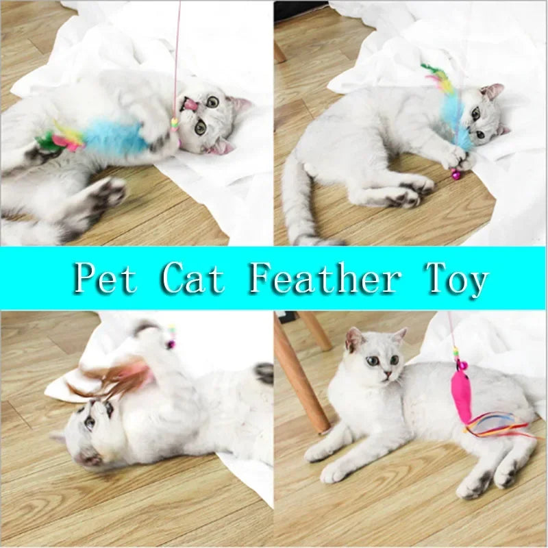 Pets Cat Feather Toys Plastic Kitten Interactive Stick Funny Cat Fishing Rod Game Wand Feather Stick Toy Pet Supplies Hot Sale