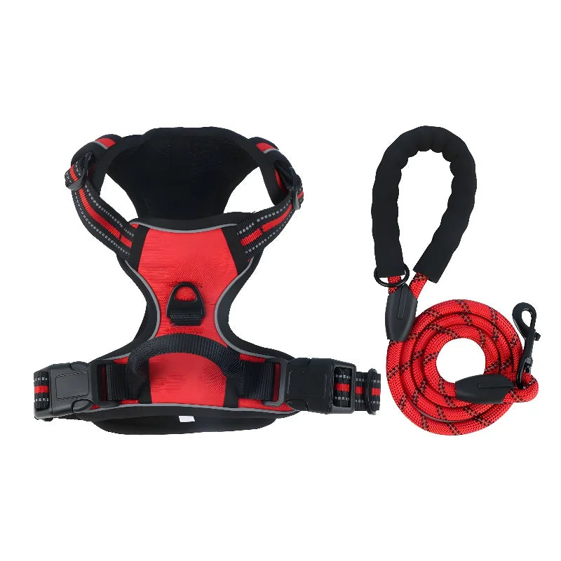 Pet dog chest back anti impact reflective vest style chest back large medium cat dog chest back traction rope set dog harness