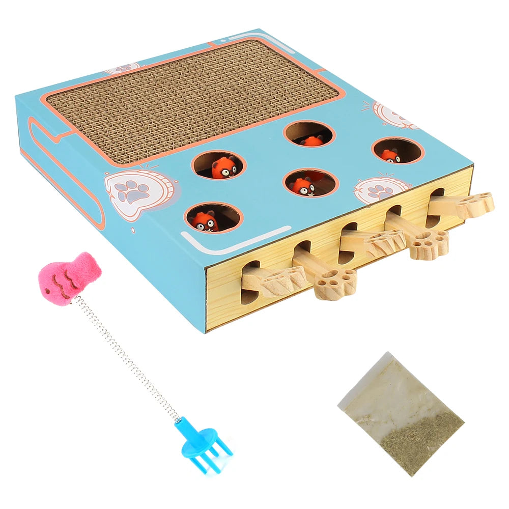 Cat whack-a-mole toy interactive play Cat scratch board Corrugated paper cat box claw grinder toy