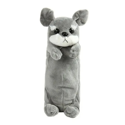 1PC Estuche de lápices de felpa suave para niños y niñas, bolsa de bolígrafos de simulación , lindo perro, papelería escolar