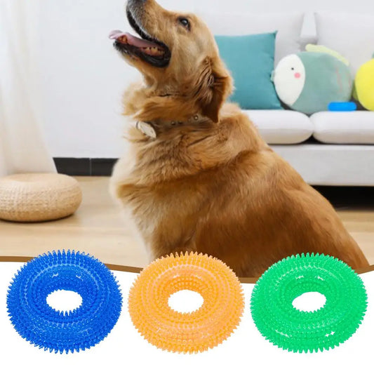Pet Teething Sound Toy TPR Bite-resistant Raised Texture Teeth Design Spherical Safe Harmless Health Promotes Cleans Oral H0F7