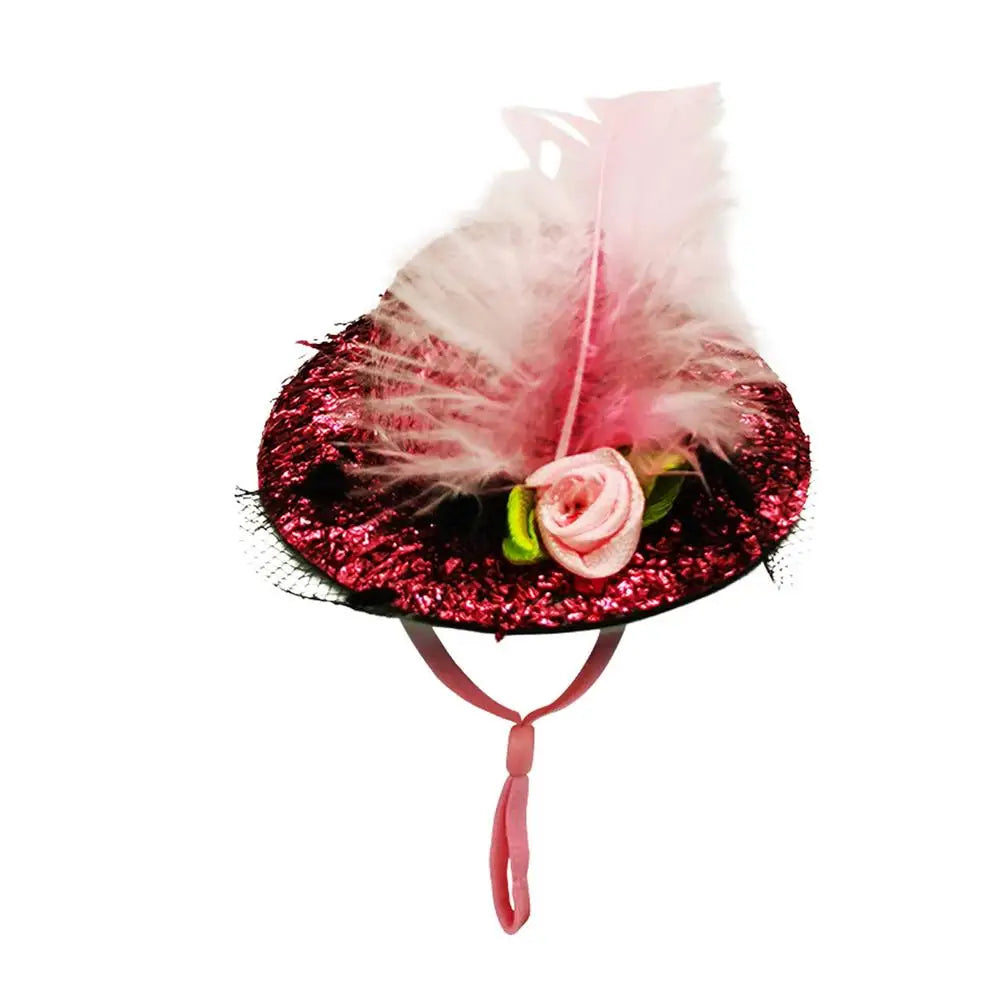 Chicken Feather Hat Wear-Resistant Hen Pet Headdress Feather Top Hat Rooster Duck Parrot Hamster Poultry Fashion Show Clothing