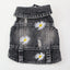 Daisy Embroidery Luxury Dog Clothes for Small Medium Dogs Vintage Washed Dog Jeans Jacket Pet Sleeveless Vest Denim Coat Outfits