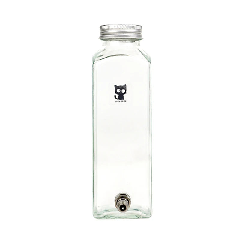 Silent Fine Needle Stainless Steel Striking Needle Water Bottle, Dragon Cat Beige Long Hair  Feed Water, Drinking Bottle