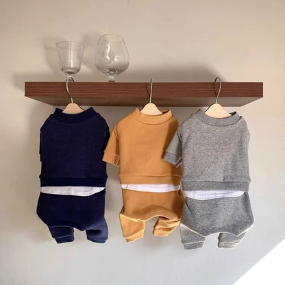 Solid Thick Fleece Winter Clothes for Small Medium Dogs Unisex Teddy Yorkshire Pet Overalls Four Legs Warm Cats Sweatshirts