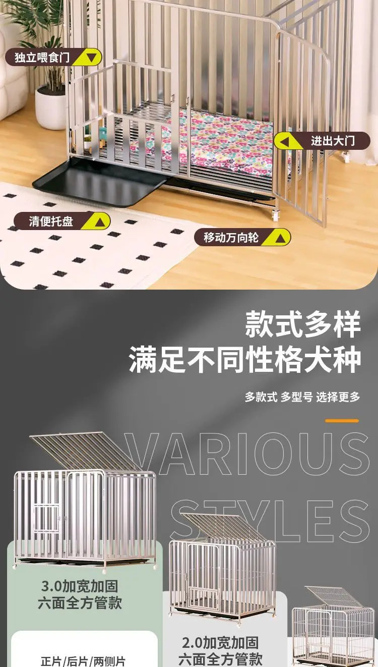 Full Square Tube Dog Cage Medium Large Dog Indoor and Outdoor Toilet Small Dog Labrador Golden Retriever Pet