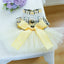 Yellow Ribbon Dresses for Dogs Sweet Dream Princess Autumn Pet Skirt French Bulldog Overalls Lattice Yellow Warm Cat Clothing