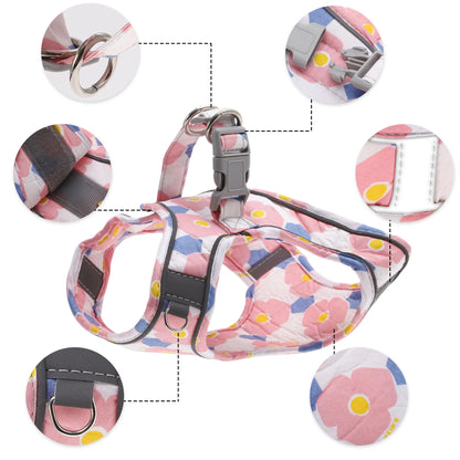 Uxcell Fashion Puppy Harness and Leash Set Pet Harness Vest with Reflective Strips and Magic Tapes for Kitten Puppy Outdoor