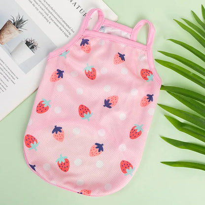 XS-XXL Ultra Thin Dog Cooling Vest Breathable Clothes Pet Clothes for Small Dogs Cute Fruit Print Summer Puppy Cat Cheap T-shirt