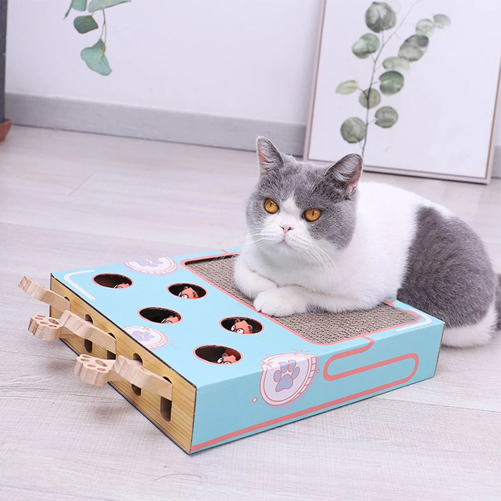 Cat whack-a-mole toy interactive play Cat scratch board Corrugated paper cat box claw grinder toy