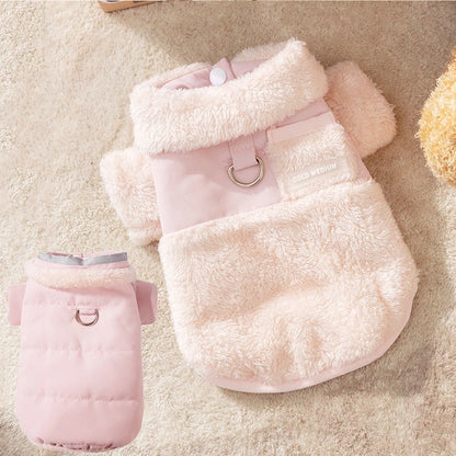 Winter Dog Jacket Fleece Pet Coat Double Sided Wear Dog Warm Clothes Thickened Cat Clothing Chihuahua Bichon Costume with D-Ring