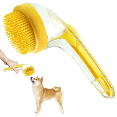 Dog Bath Brush Silicone Dog Brush Long Handle With Soap Dispenser Dog Shampoo Scrubber Pet Grooming Bath Brush For Cats Dogs