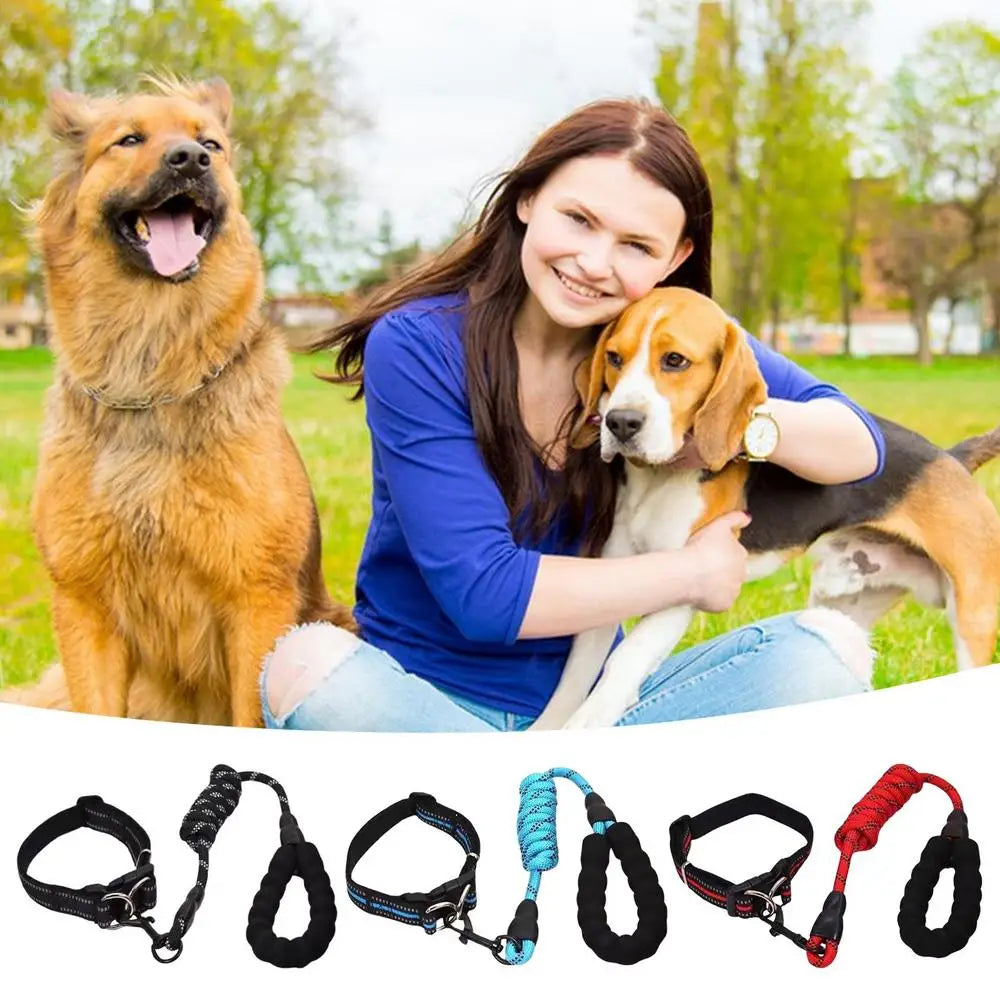 Reflective Dog Collar Adjustable Neck Collars With Rope Kit For Pet Puppy Weatherproof Dog Collar Padded Suitable Puppy Collar