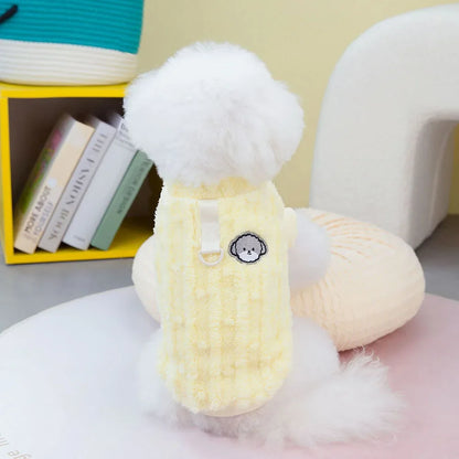 Winter Pet Clothes Warm Coral Fleece Dog Vest Pullover Jacket Puppy Dog Sweater with D Ring for Small Medium Dogs Cats Costume