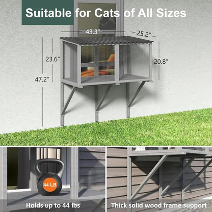 Wooden Pet House, Waterproof and Windproof, Universal for All Seasons, Multi-sized Windows, Wide View, Pet Cage