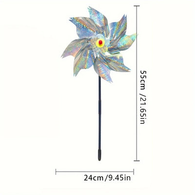 1pcs Bird Repeller Pinwheels Reflective Sparkly Scarecrow Pinwheel Windmill Spinner for Garden Lawn Yard Decor Keep Birds Away
