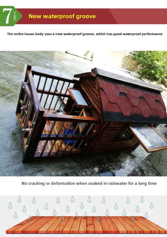 Outdoor Waterproof Solid Wood Kennel Medium and Large Dog Golden Retriever Kennel House Rainproof Outdoor Four Seasons