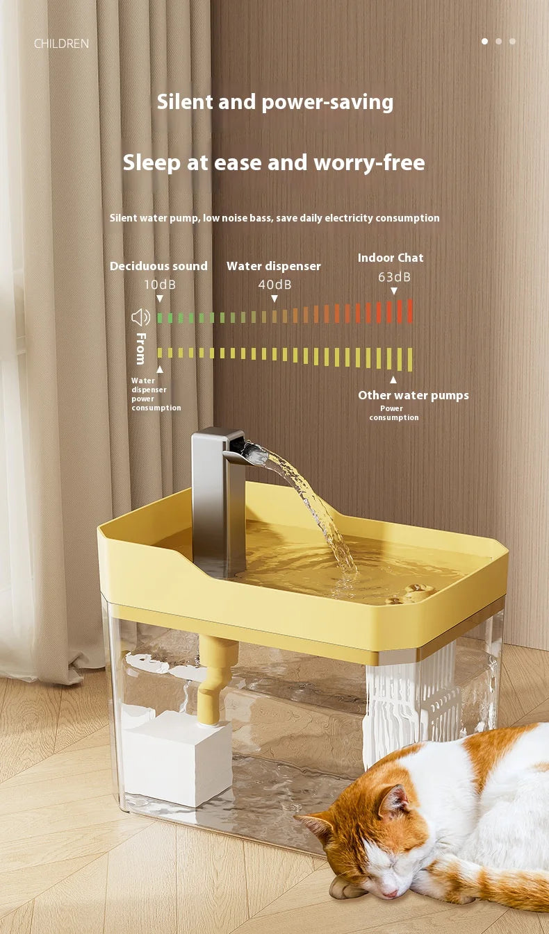 High end transparent cat water dispenser, plug-in automatic wired water dispenser, circulating flow water basin, pet water dispe
