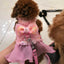 Dog Bow Dress Harness Leash Set for Small Medium Dogs Breathable Mesh Pet Tulle Skirt with Sequins Luxury Design Dog Clothes