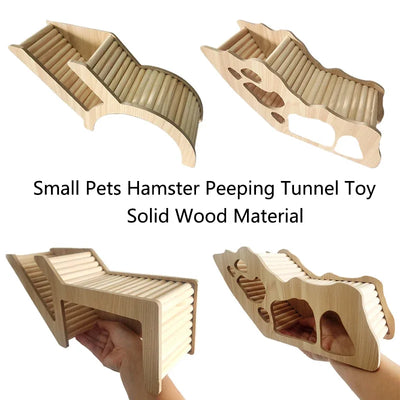 Wood Hamster Hideaway Toy Wooden Hamster House with Climbing Ladder Small Animals Castle Home for Dwarf Mice Gerbils Small Pets